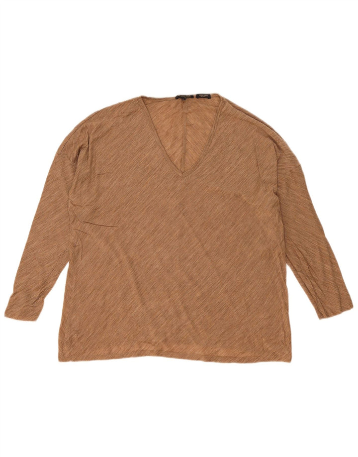 Damski top oversize Massimo Dutti z długim rękawem, UK 10, mały, beżowy, nakrapiany