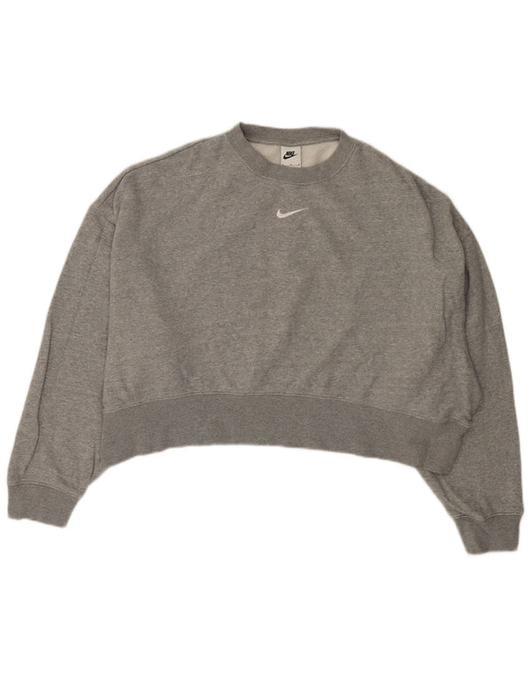 Damski sweter oversize NIKE Crop UK 14, średnioszary, bawełniany