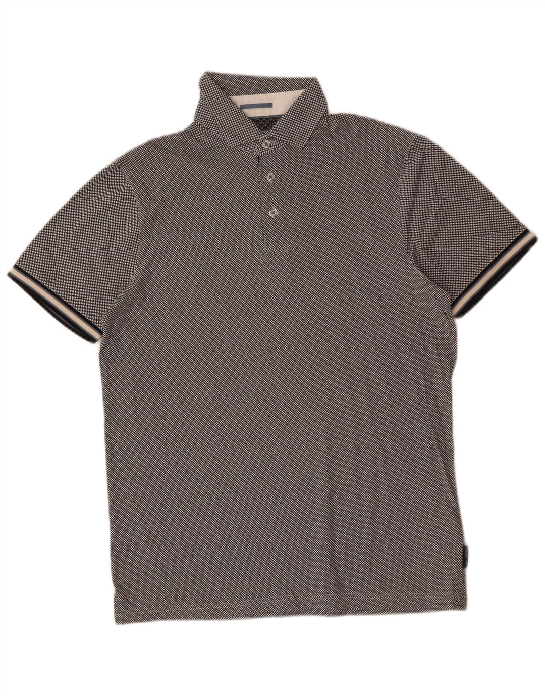 Męska koszulka polo Ted Baker, rozmiar 2, mała, szara, bawełniana w kratę