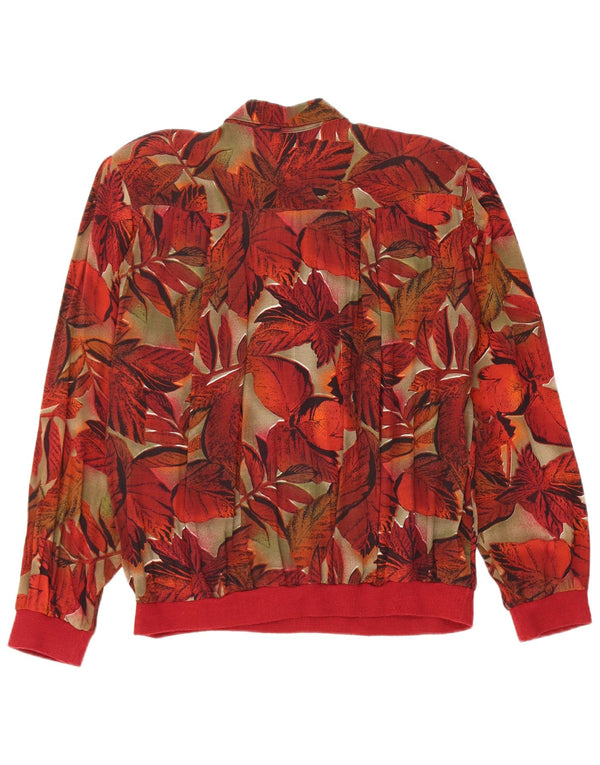 Vintage Womens Pullover Shirt Blouse UK 16 Large Red Floral Viscose