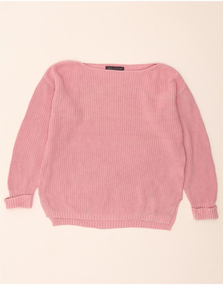 Marks & Spencer Damski sweter oversize z dekoltem w łódkę, UK 10, mały, różowy