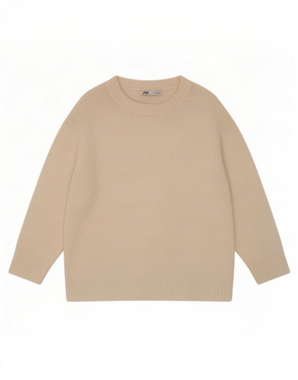 Damski sweter oversize z dekoltem w łódkę Zara UK 10 Small Off White