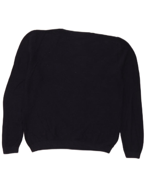Męski sweter Zara z okrągłym dekoltem, duży, granatowy
