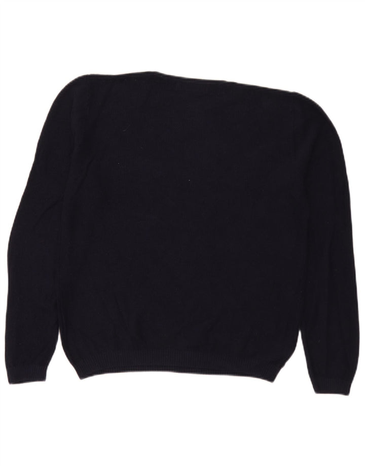 Męski sweter Zara z okrągłym dekoltem, duży, granatowy
