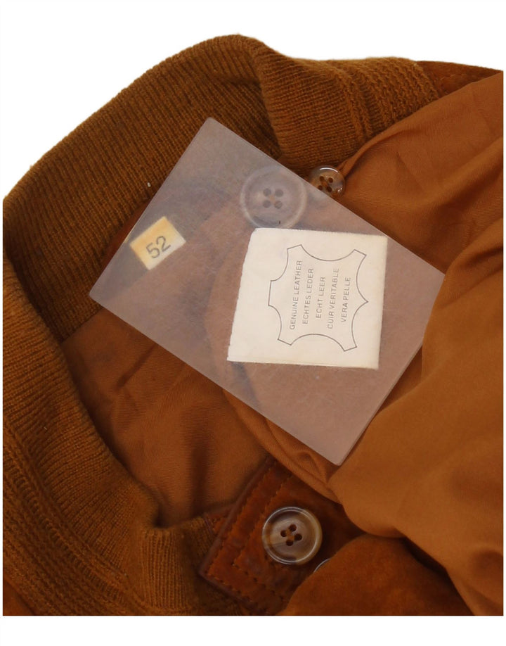 Vintage męska zamszowa kurtka bomber IT 52 XL brązowa skóra