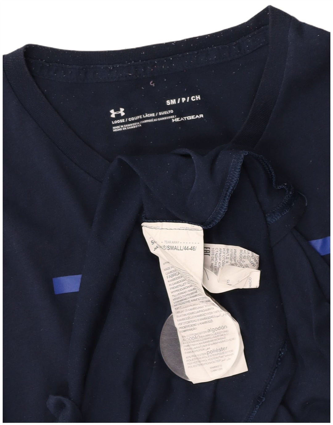 UNDER ARMOUR Męski T-shirt z grafiką Heat Gear, mały, granatowy, bawełniany