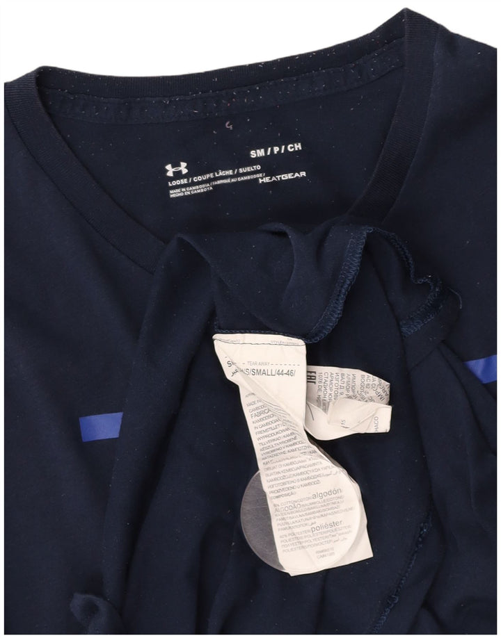 UNDER ARMOUR Męski T-shirt z grafiką Heat Gear, mały, granatowy, bawełniany