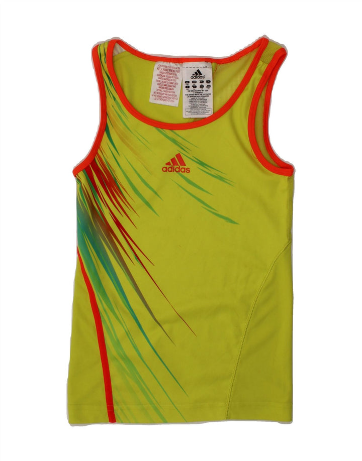 ADIDAS Boys Graphic Vest Top 5-6 Years Yellow Striped Polyester Vintage Adidas and Second-Hand Adidas from Messina Hembry 