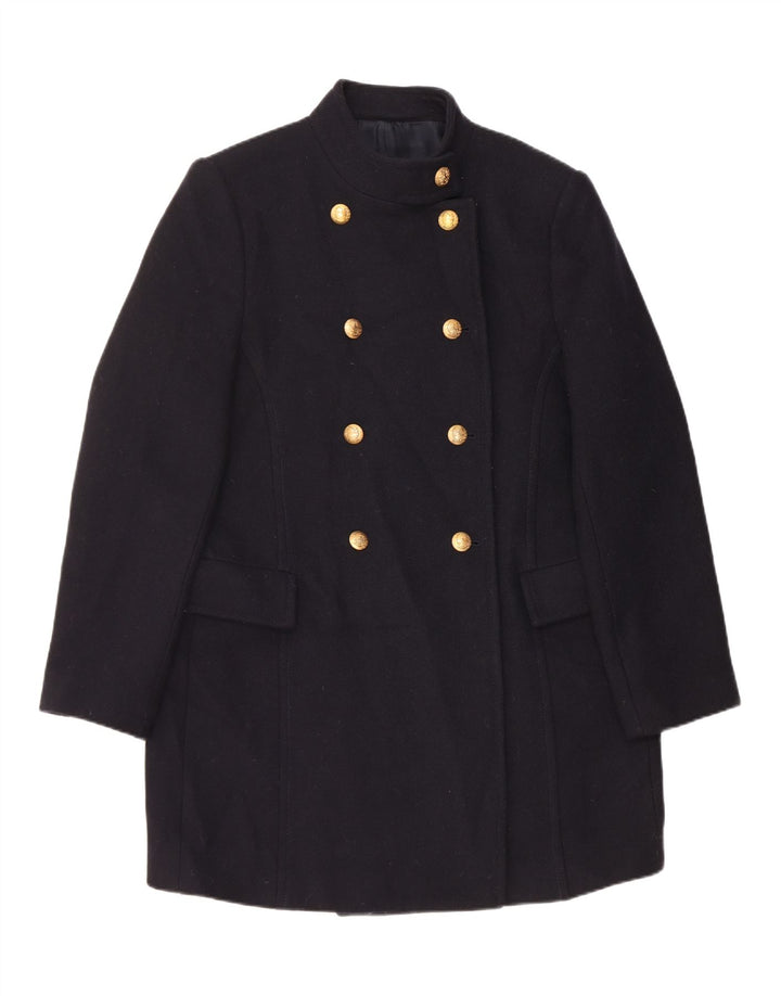 Dwurzędowy płaszcz damski Zara UK 18 XL, granatowo-wełniany