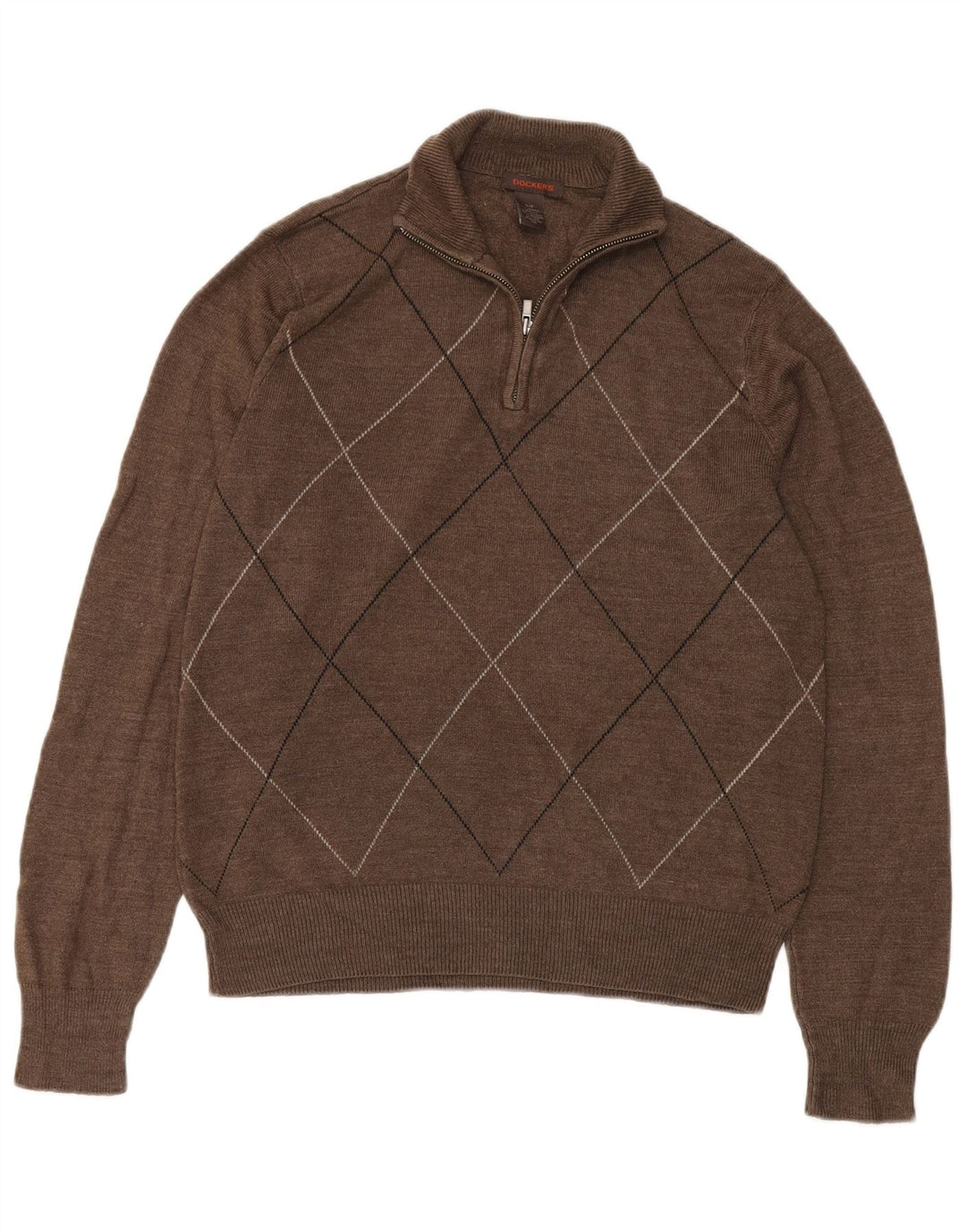 Męski sweter z zamkiem błyskawicznym Dockers, mały brązowy Argyle/Akryl diamentowy