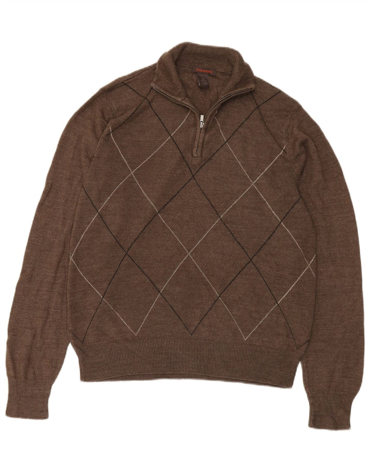 Męski sweter z zamkiem błyskawicznym Dockers, mały brązowy Argyle/Akryl diamentowy
