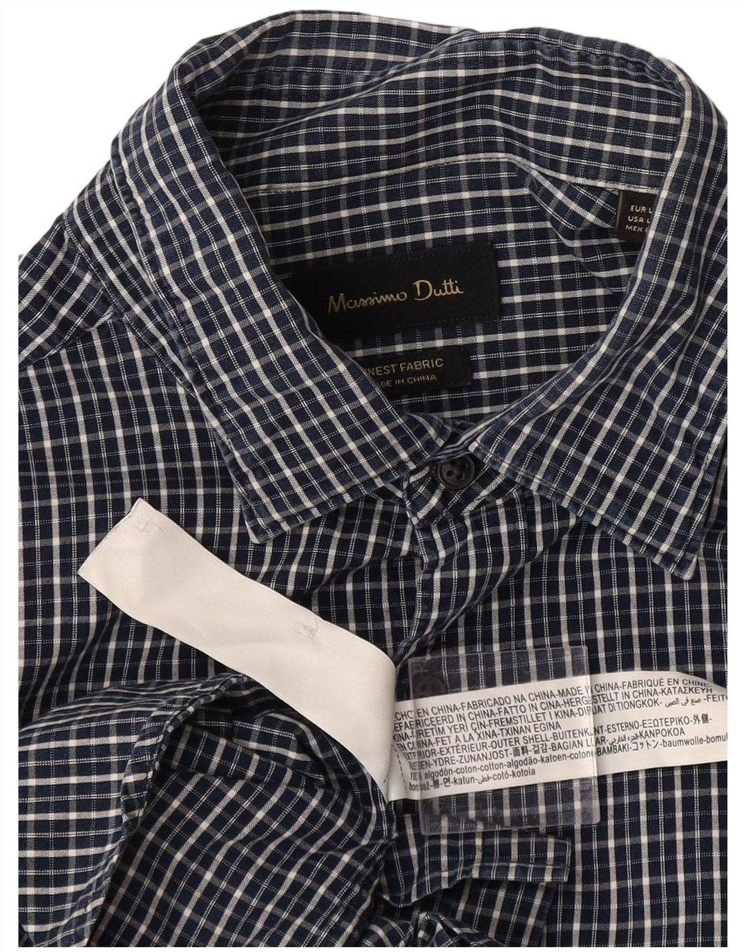 Koszula męska Massimo Dutti, duża, bawełniana w granatową kratę