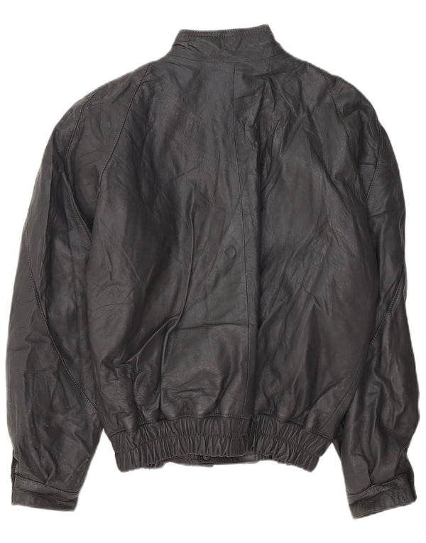 Męska kurtka skórzana VINTAGE UK 40, duża, szara skóra