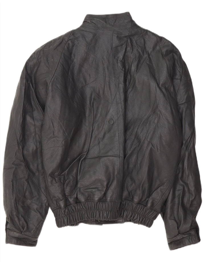 Męska kurtka skórzana VINTAGE UK 40, duża, szara skóra