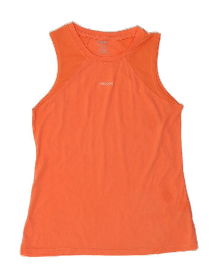 REEBOK Womens Vest Top UK 14 Medium Orange Polyester Vintage Reebok and Second-Hand Reebok from Messina Hembry 