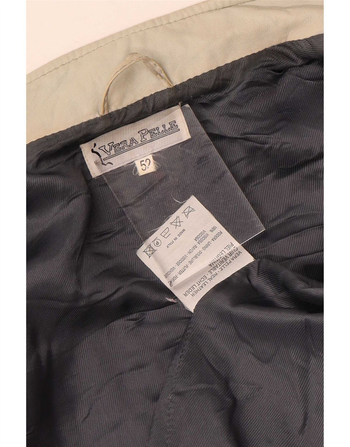 Vintage damska kurtka skórzana IT 52 2XL beżowa