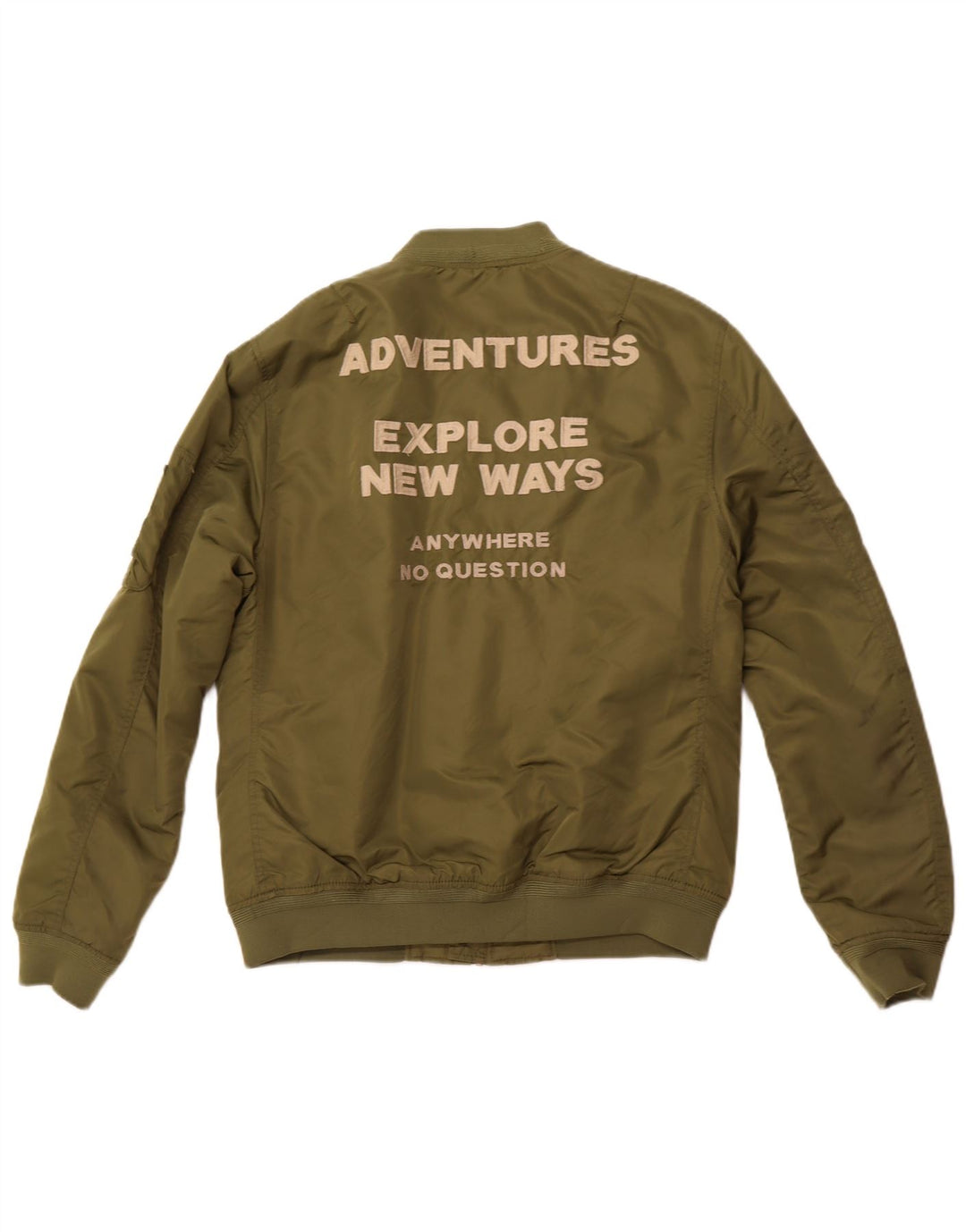 Męska kurtka ZARA Adventure Graphic Flight Aviator UK 40, duża, zielona nylonowa