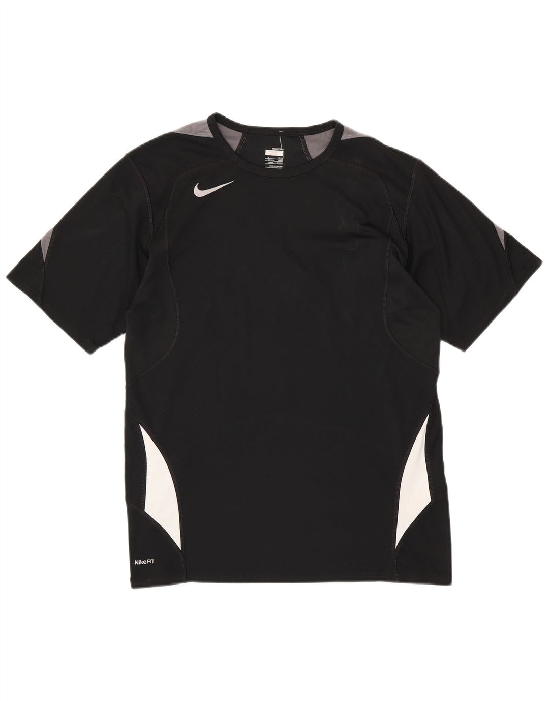 T-shirt męski NIKE Fit Dry UK 39/41, średni czarny poliester z blokami kolorów