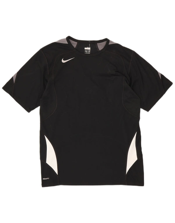 T-shirt męski NIKE Fit Dry UK 39/41, średni czarny poliester z blokami kolorów