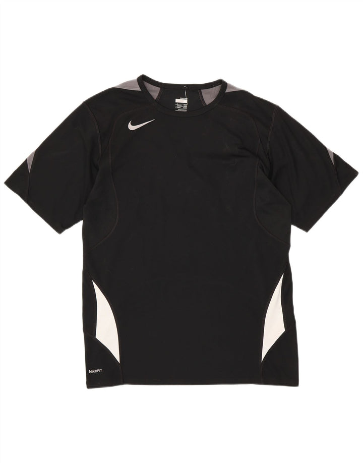 T-shirt męski NIKE Fit Dry UK 39/41, średni czarny poliester z blokami kolorów