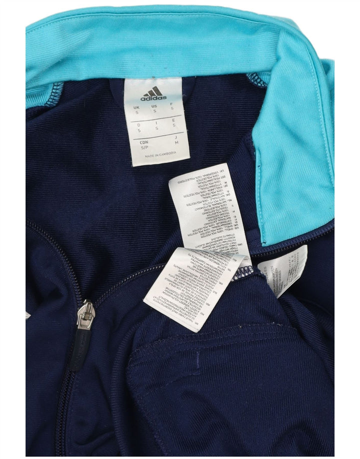Męska kurtka dresowa ADIDAS, mała, granatowa, z poliestru w blokach kolorów