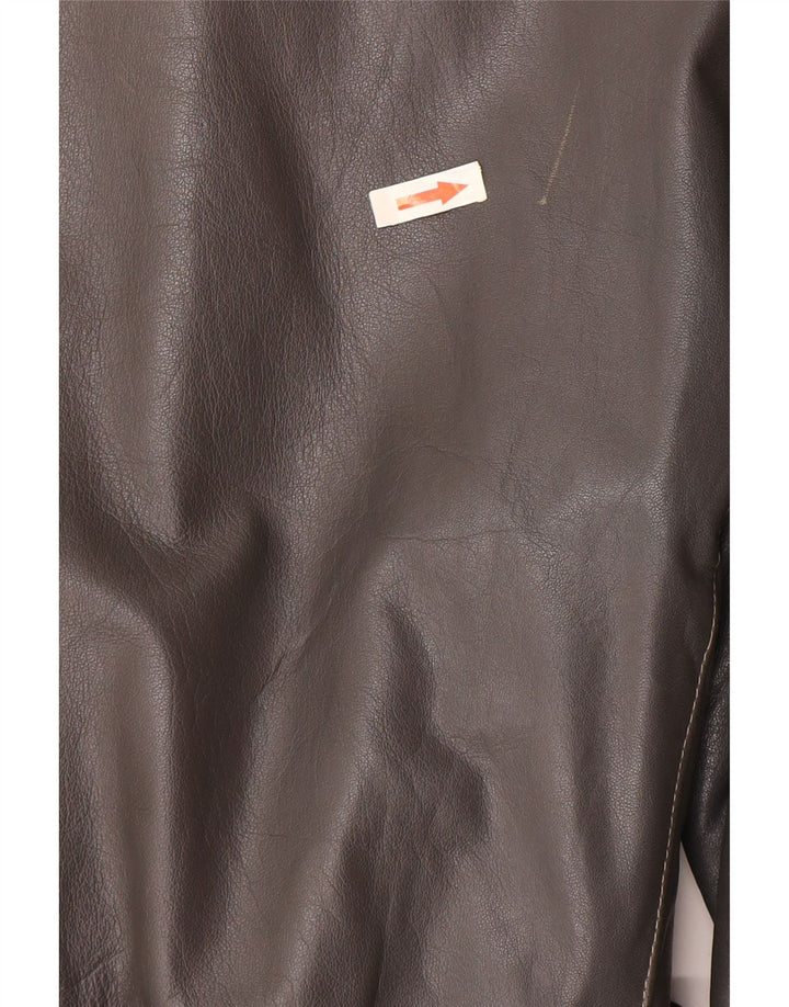 Vintage damska kurtka skórzana UK 16, duża, szara