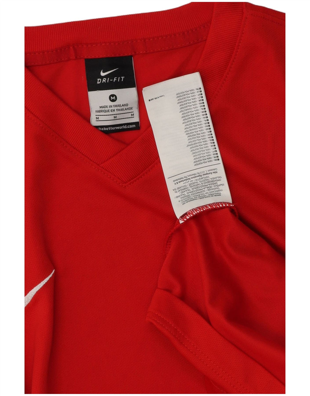 Męska koszulka Nike Dri Fit, poliestrowa koszulka w kolorze średniej czerwieni