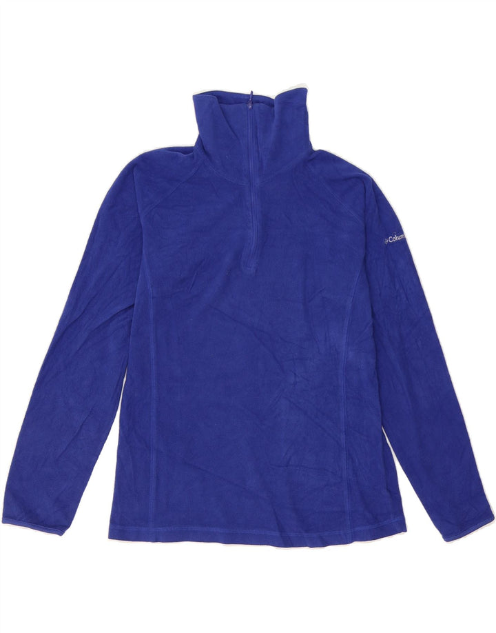 COLUMBIA Womens Zip Neck Fleece Jumper UK 12 Medium Blue Polyester Vintage Columbia and Second-Hand Columbia from Messina Hembry 