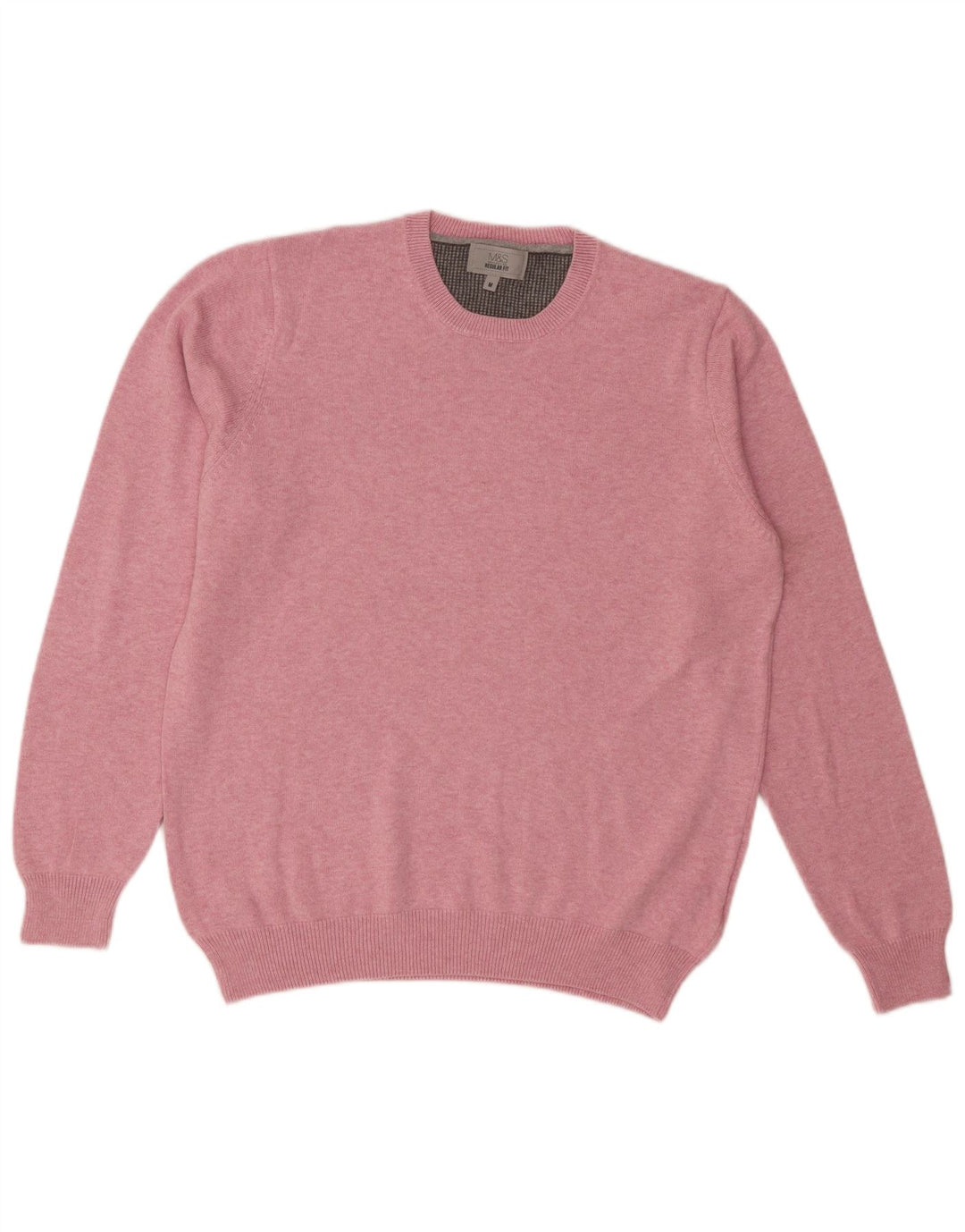 Męski sweter z okrągłym dekoltem Marks & Spencer o regularnym kroju, w kolorze średnioróżowym