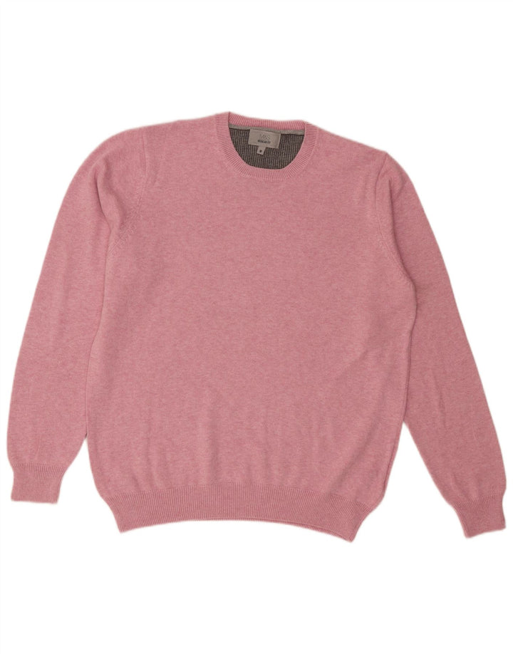 Męski sweter z okrągłym dekoltem Marks & Spencer o regularnym kroju, w kolorze średnioróżowym