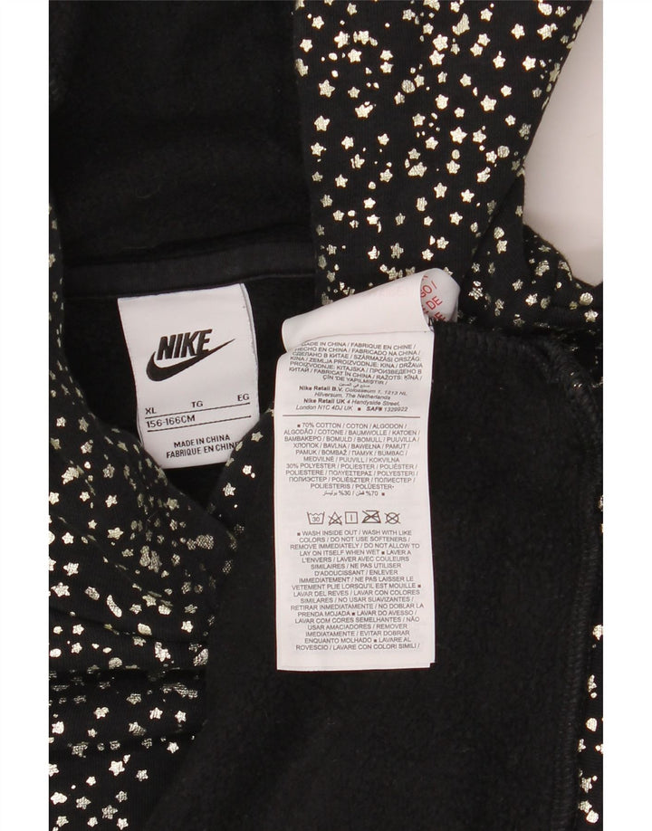 Dziewczęcy sweter z kapturem NIKE 13-14 lat XL, czarny, bawełniany w cętki