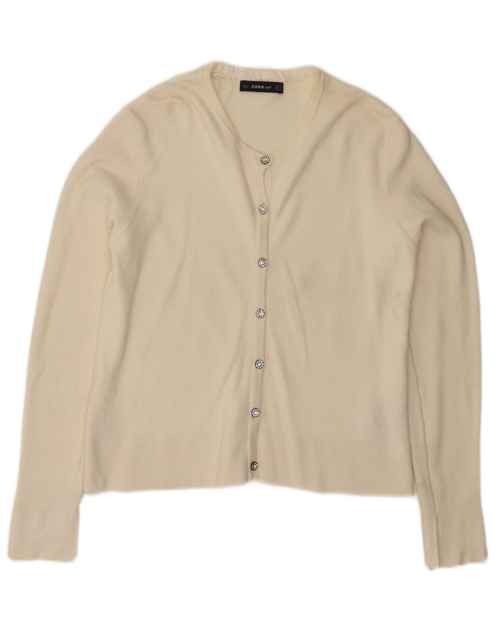 Sweter damski Zara UK 12, średni, biały, wiskoza