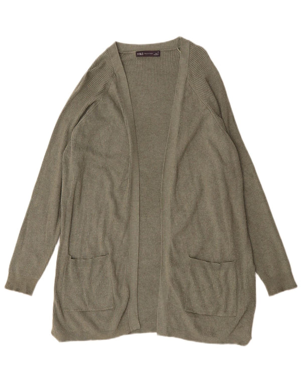 Marks & Spencer Damski sweter rozpinany UK 14 Średni zielony wiskoza