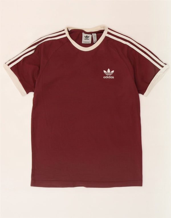 Adidas Mens T-Shirt Top Medium Burgundy Cotton
