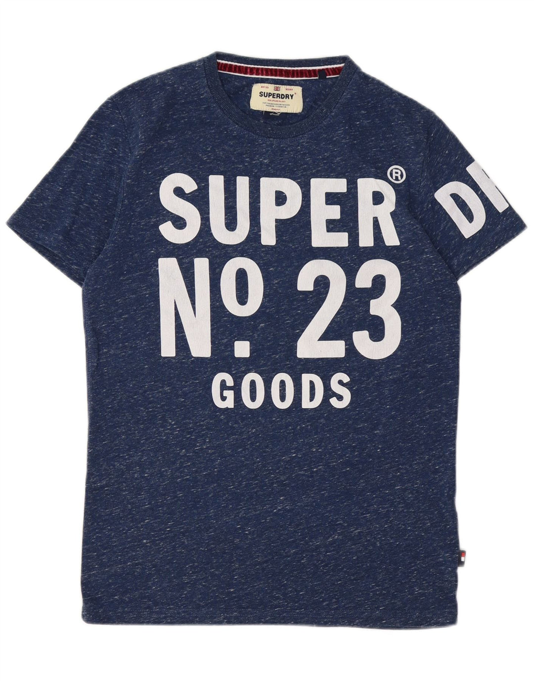 SUPERDRY Męski T-shirt z grafiką, mały, bawełniany w granatowe plamki