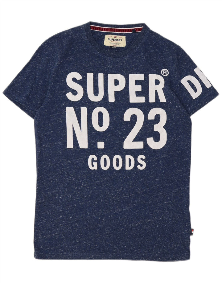 SUPERDRY Męski T-shirt z grafiką, mały, bawełniany w granatowe plamki