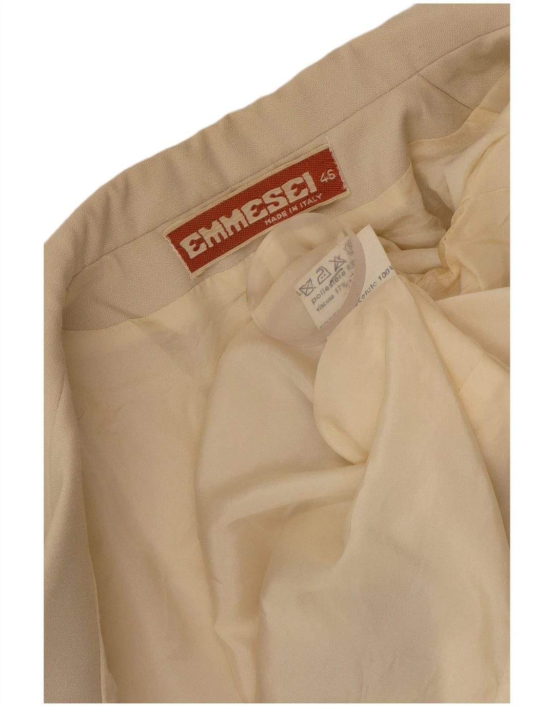 Damska marynarka z podwójnymi piersiami w stylu vintage IT 46, duży, beżowy poliester