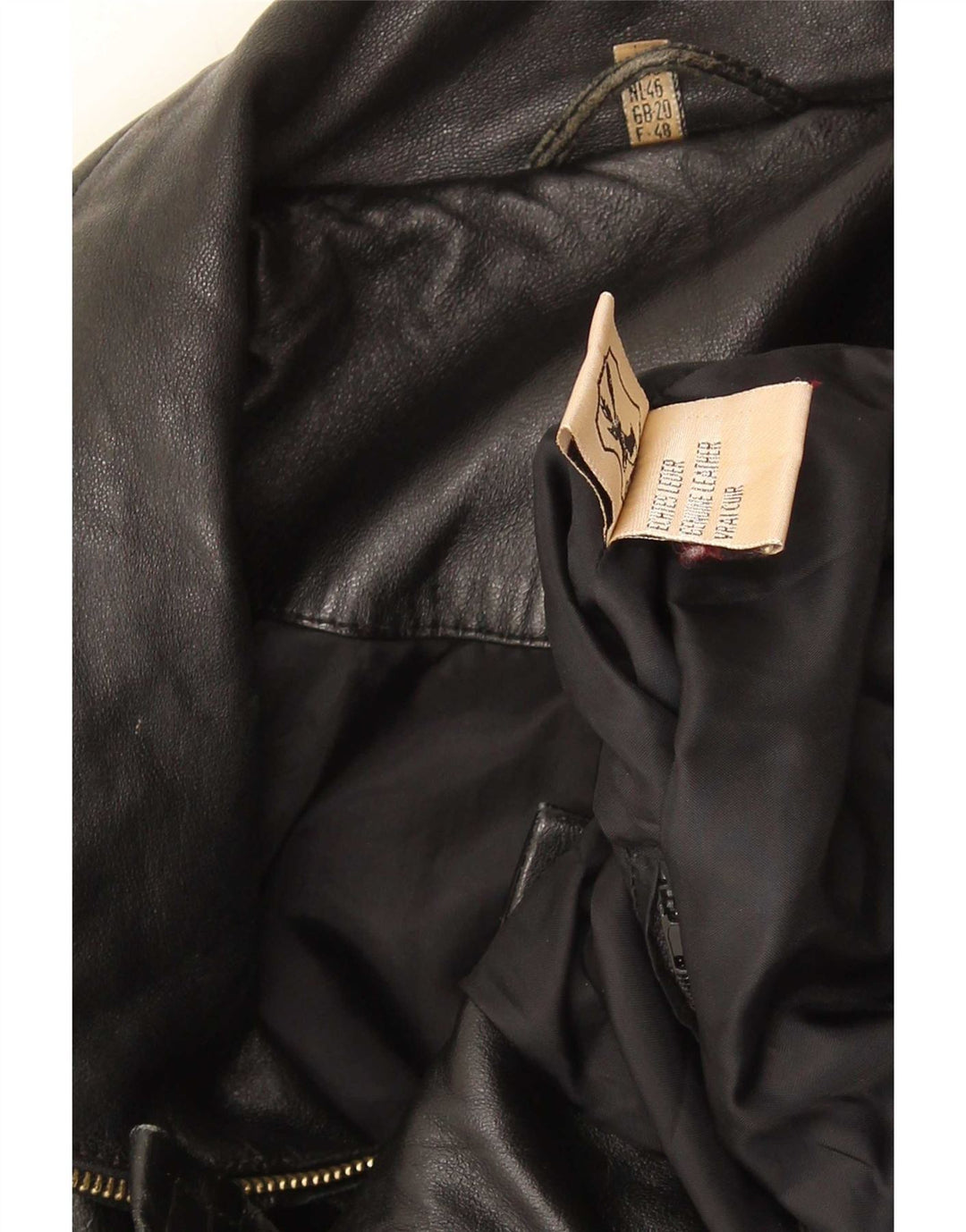 Vintage damski płaszcz skórzany oversize UK 20 2XL czarny