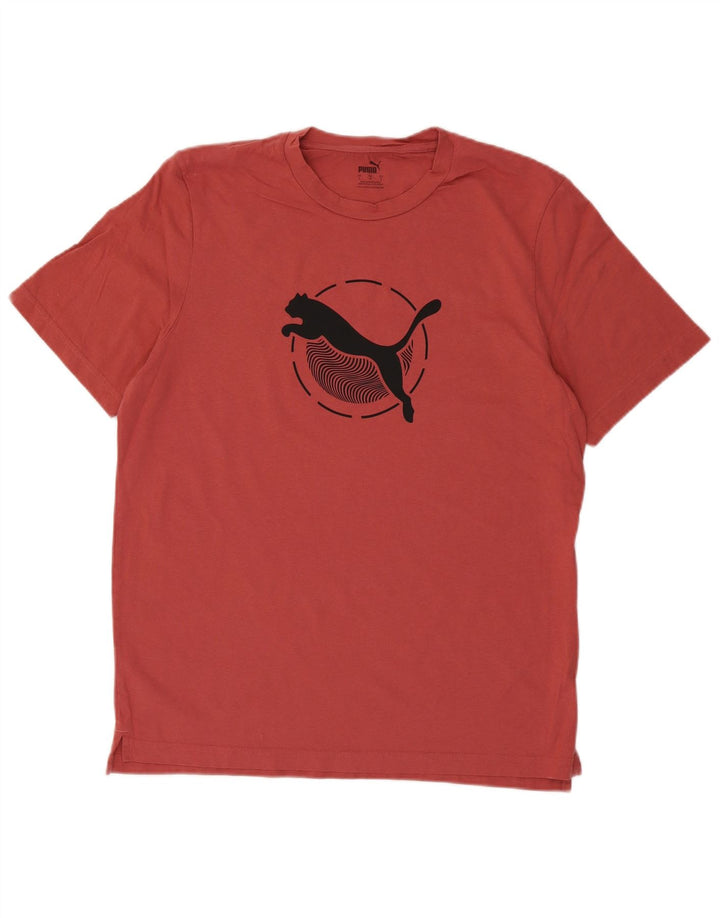 Męski T-shirt z grafiką Puma, duży, czerwony, bawełniany