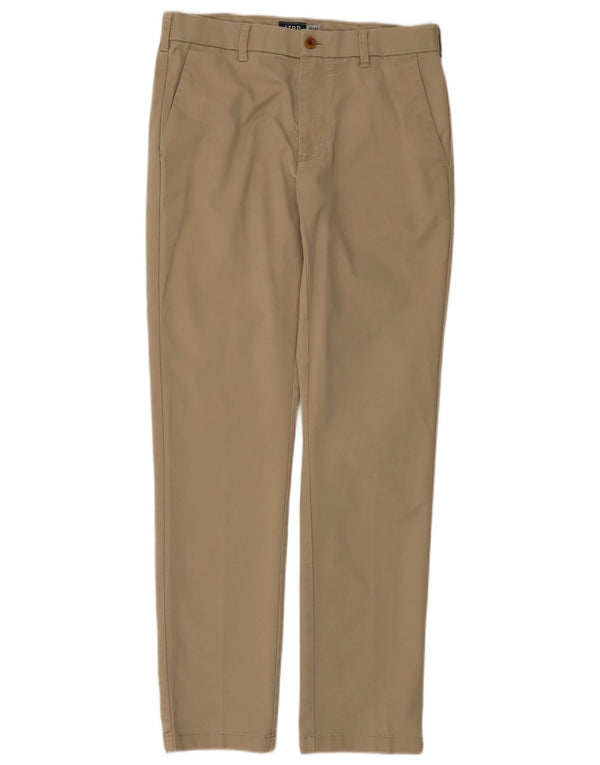Izod Mens Slim Chino Trousers W32 L34 Beige Cotton