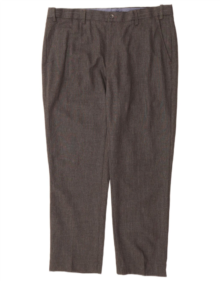 MARKS & SPENCER Mens Straight Chino Trousers W36 L29 Grey Polyester