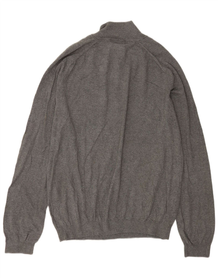 EDDIE BAUER Męski sweter zapinany na zamek, duży, szary, bawełniany