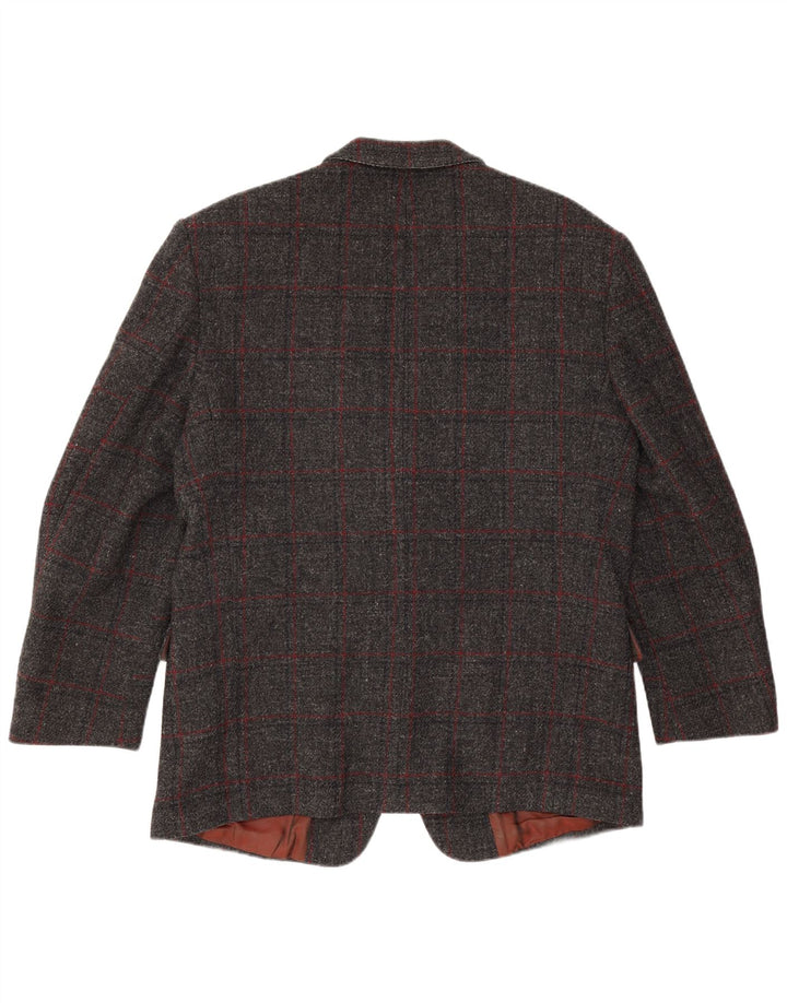 Męska marynarka Scirocco Harris Tweed zapinana na 2 guziki UK 40 w dużą szarą kratkę