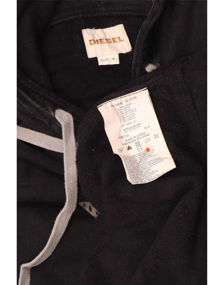 Męski sweter z kapturem Diesel z grafiką, średniej wielkości, czarny, bawełniany