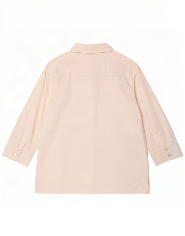Zara Womens 3/4 Sleeve Shirt UK 10 Small White Cotton