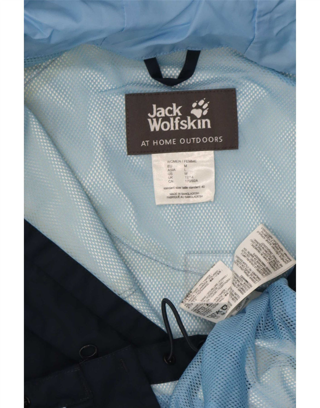 Damska kurtka przeciwdeszczowa Jack Wolfskin z kapturem UK 12/14 Średni granatowy poliamid