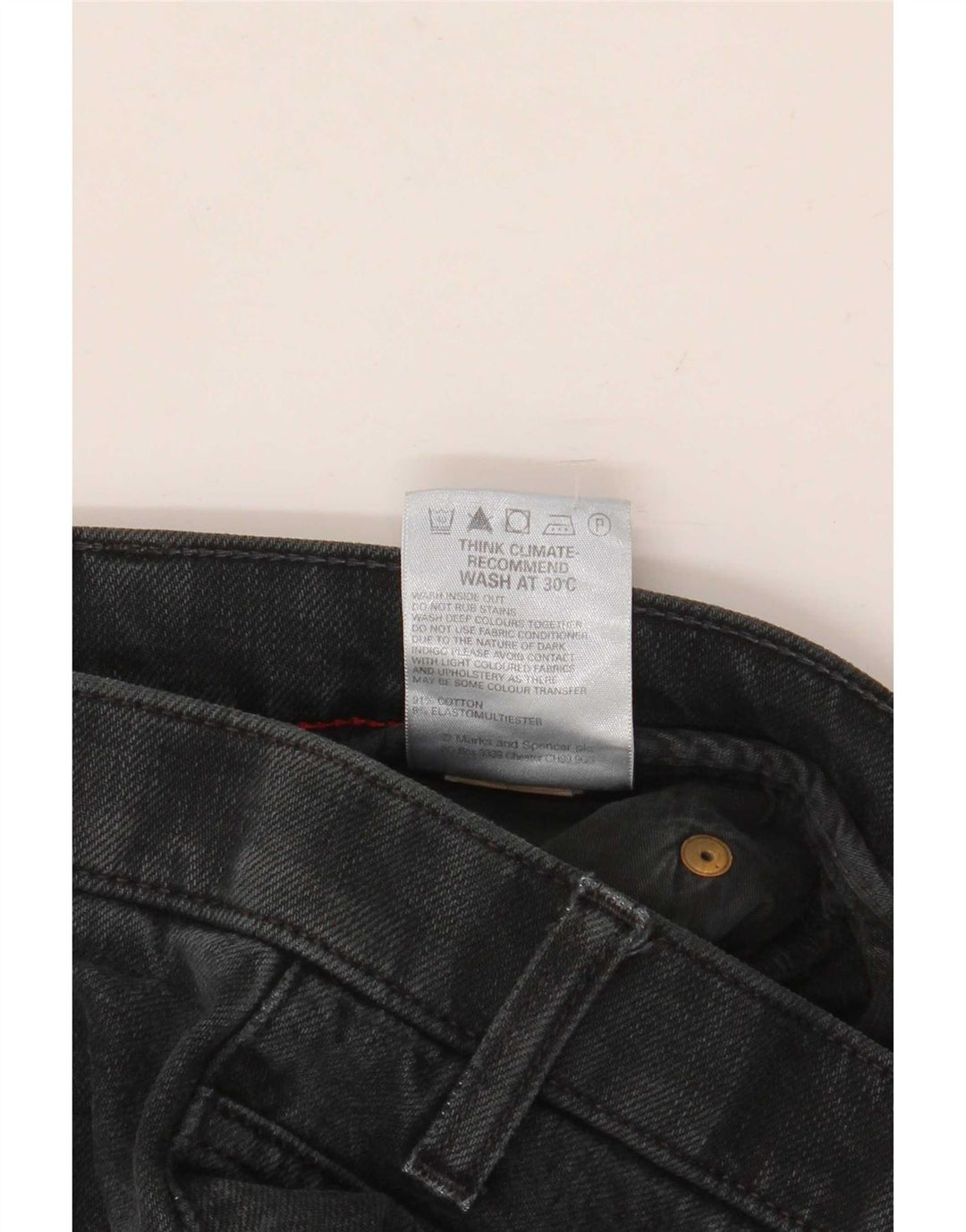 Marks & Spencer Męskie niebieskie dżinsy Harbor Straight W34 L35 Czarne bawełniane
