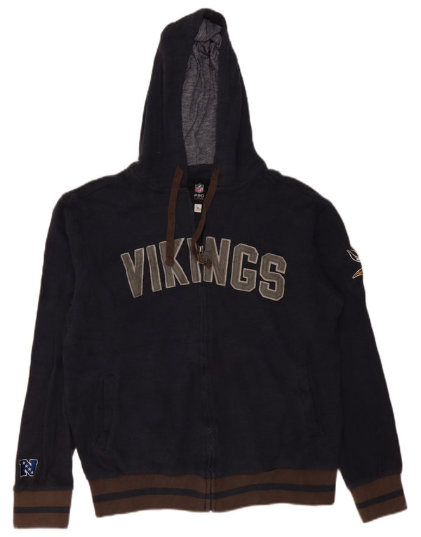 NFL Mens Vikings Graphic Zip Hoodie Sweater Medium Navy Blue Colourblock