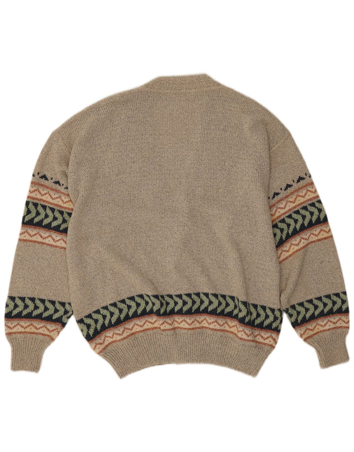 Vintage męski sweter kardigan IT 50 średnioszary geometryczny