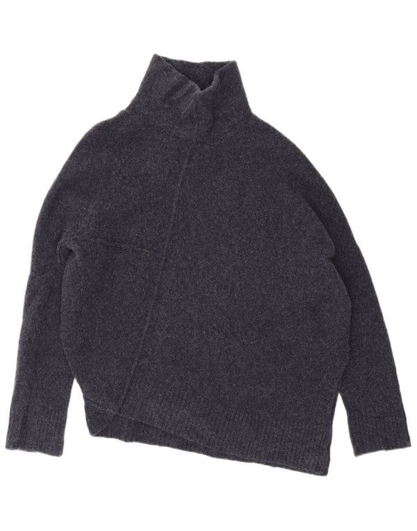 All Saints Damski asymetryczny sweter z golfem UK 10 Small Navy Bl